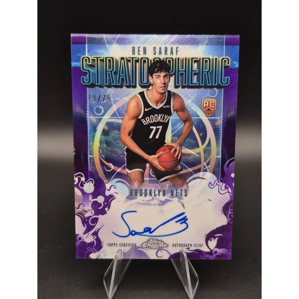 2025-26 Topps Chrome Ben Saraf #SMR-BS Purple Stratospheric Rookie Autograph /75
